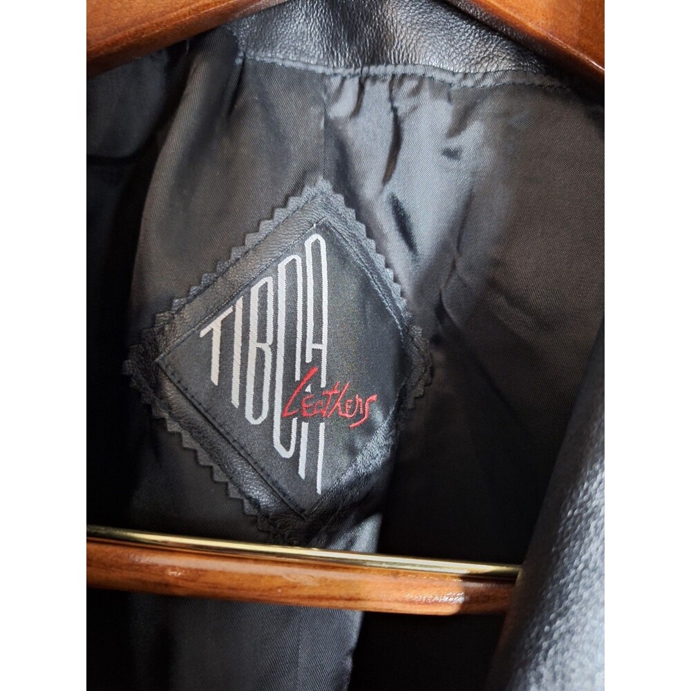 Tiboa Leather Jacket Womens 2X Black Genuine Leather Zip Collared Lined Pockets - Picture 3 of 9
